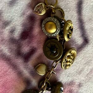 ANTIQUE VINTAGE BUTTON CHARM BRACELET